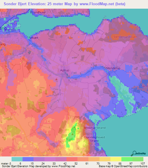 Sonder Bjert,Denmark Elevation Map