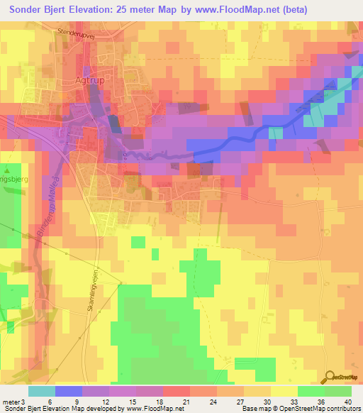 Sonder Bjert,Denmark Elevation Map