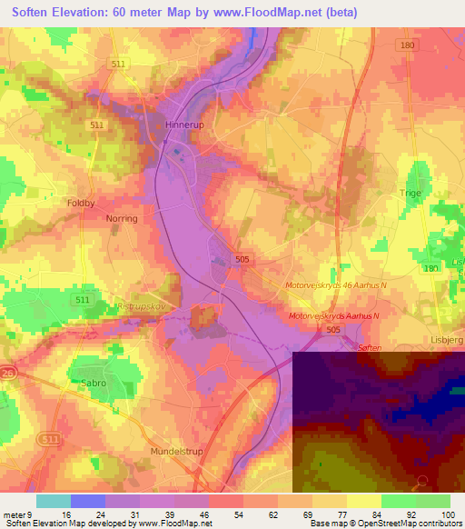 Soften,Denmark Elevation Map