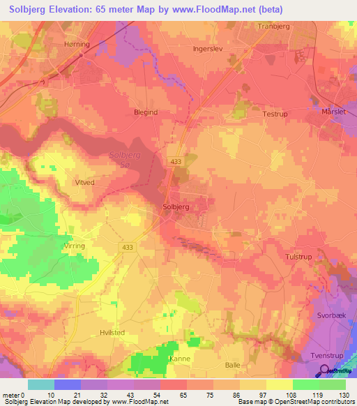 Solbjerg,Denmark Elevation Map