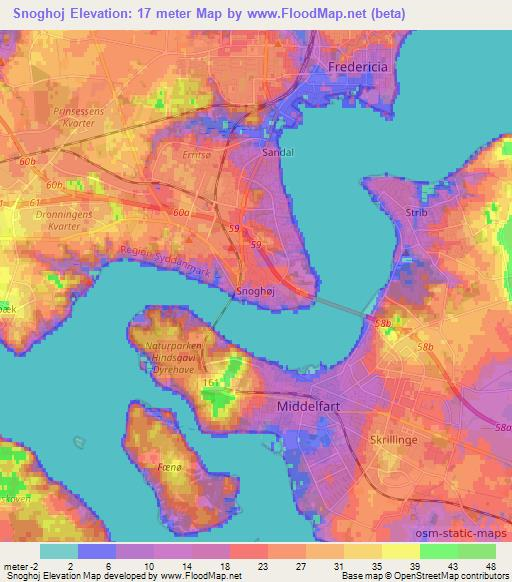 Snoghoj,Denmark Elevation Map