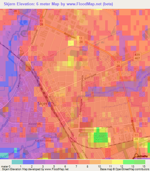 Skjern,Denmark Elevation Map