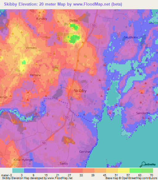 Skibby,Denmark Elevation Map