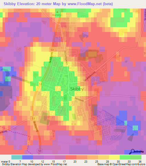 Skibby,Denmark Elevation Map