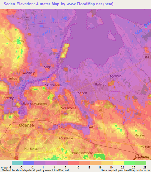 Seden,Denmark Elevation Map