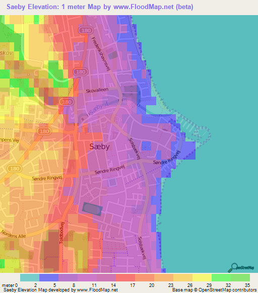 Saeby,Denmark Elevation Map