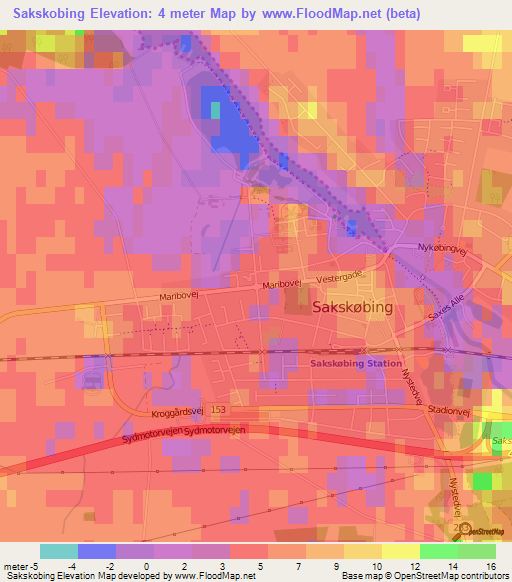 Sakskobing,Denmark Elevation Map