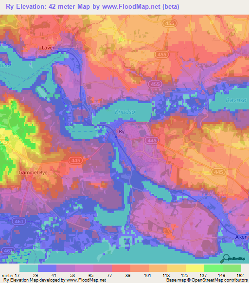 Ry,Denmark Elevation Map