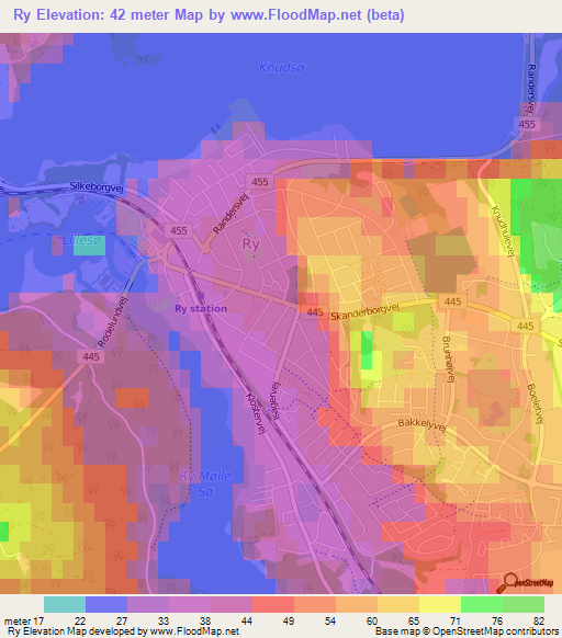 Ry,Denmark Elevation Map