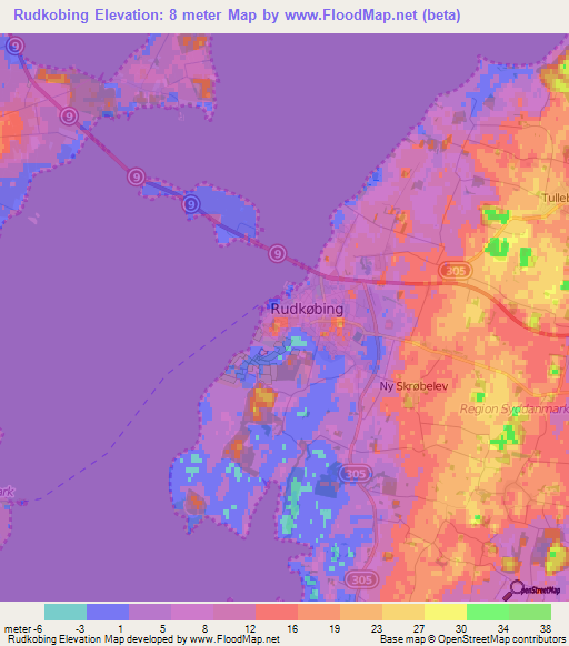 Rudkobing,Denmark Elevation Map