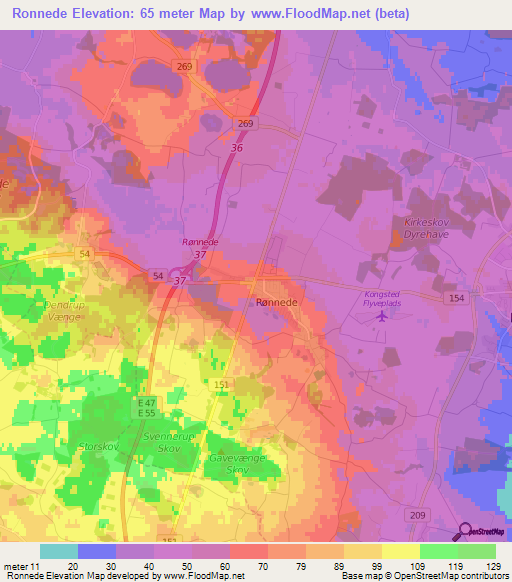 Ronnede,Denmark Elevation Map