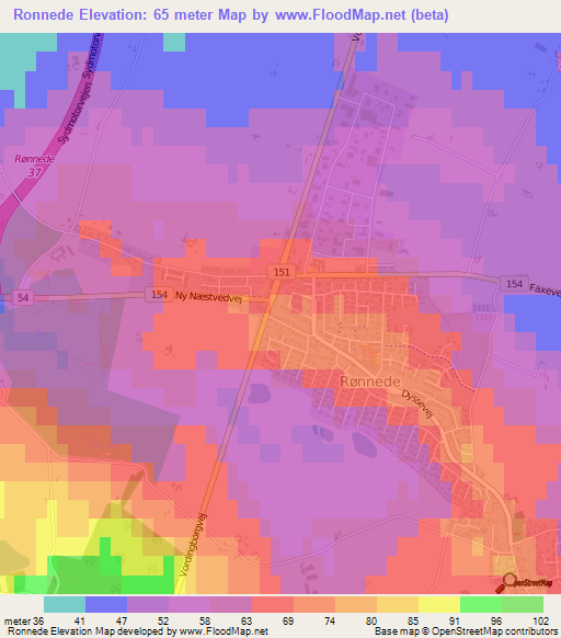 Ronnede,Denmark Elevation Map