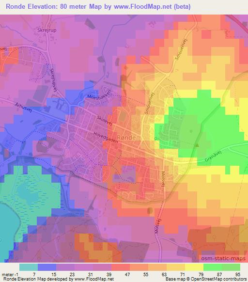 Ronde,Denmark Elevation Map