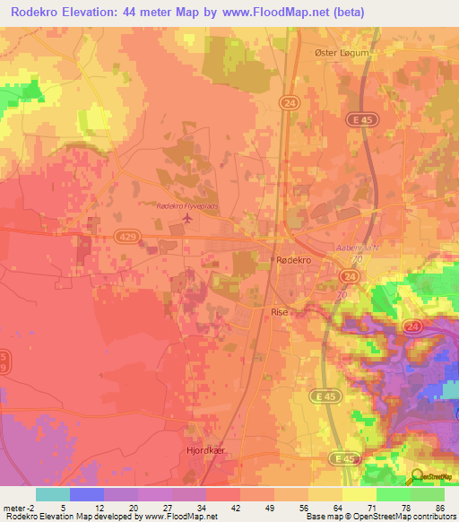 Rodekro,Denmark Elevation Map
