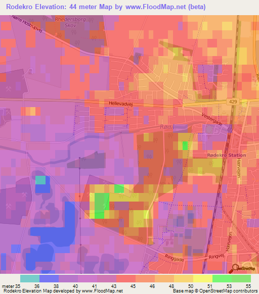 Rodekro,Denmark Elevation Map