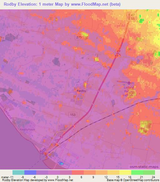 Rodby,Denmark Elevation Map