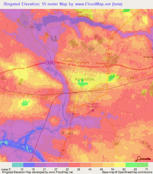 Ringsted,Denmark Elevation Map