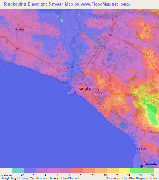 Ringkobing,Denmark Elevation Map