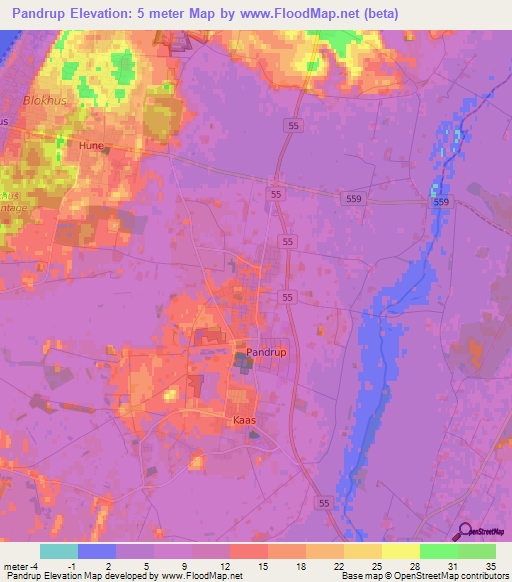 Pandrup,Denmark Elevation Map