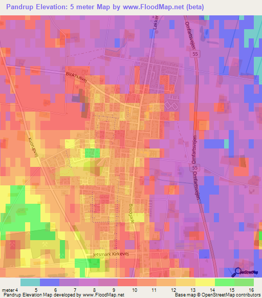 Pandrup,Denmark Elevation Map