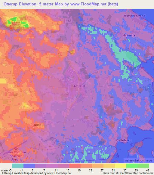 Otterup,Denmark Elevation Map