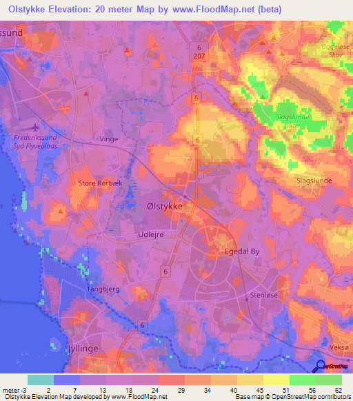 Olstykke,Denmark Elevation Map