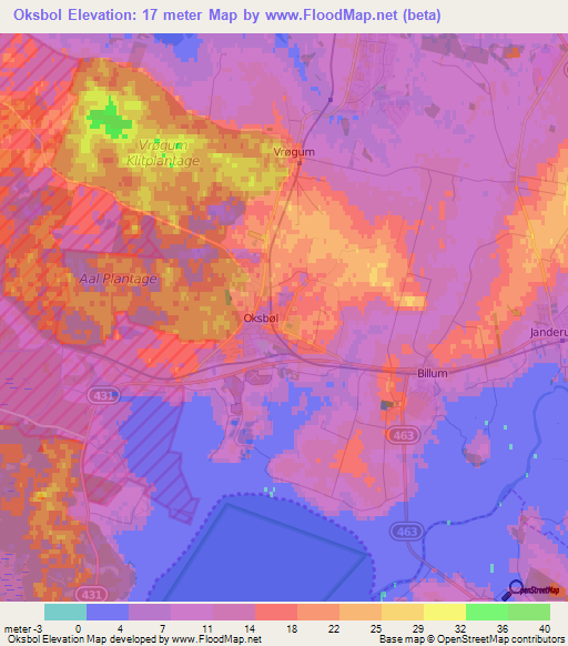 Oksbol,Denmark Elevation Map