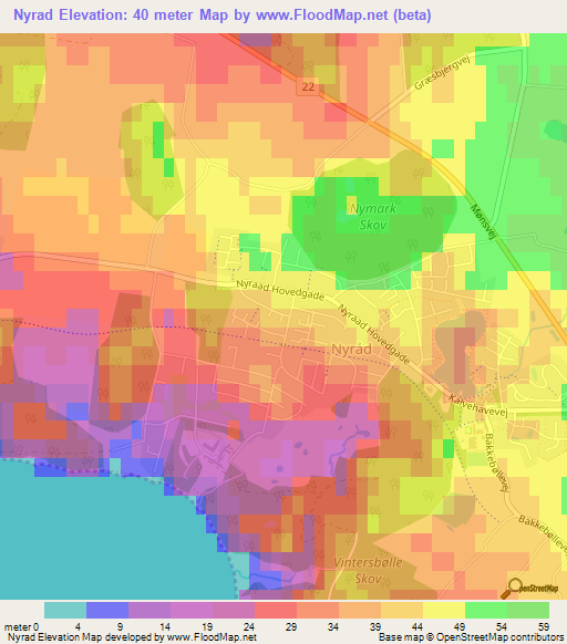 Nyrad,Denmark Elevation Map