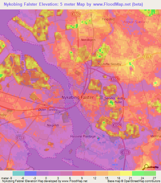 Nykobing Falster,Denmark Elevation Map