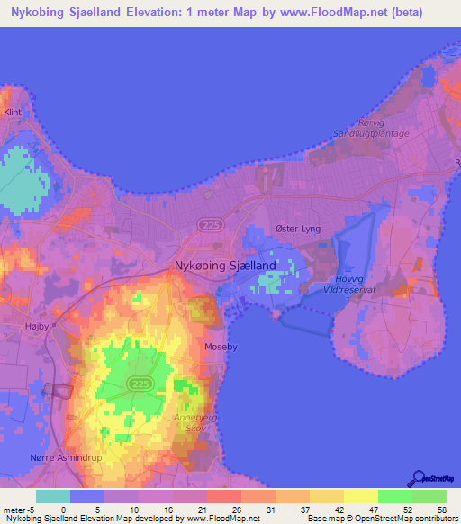 Nykobing Sjaelland,Denmark Elevation Map