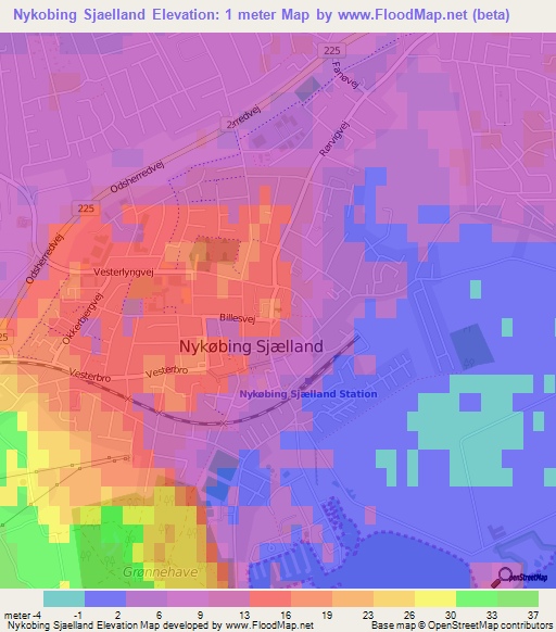 Nykobing Sjaelland,Denmark Elevation Map