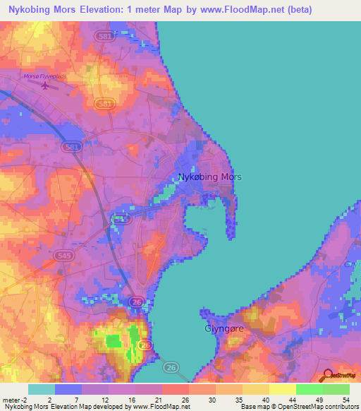 Nykobing Mors,Denmark Elevation Map