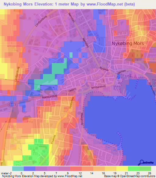 Nykobing Mors,Denmark Elevation Map