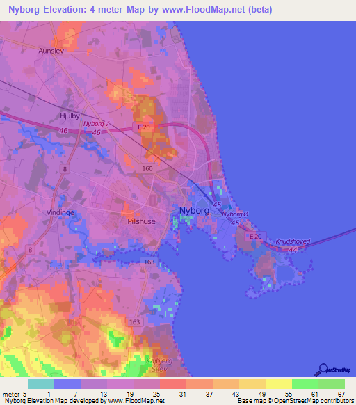 Nyborg,Denmark Elevation Map