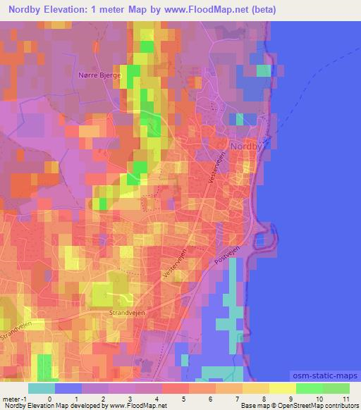 Nordby,Denmark Elevation Map