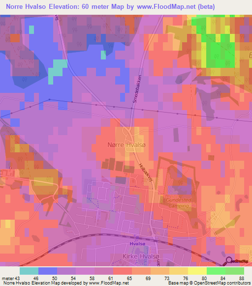 Norre Hvalso,Denmark Elevation Map