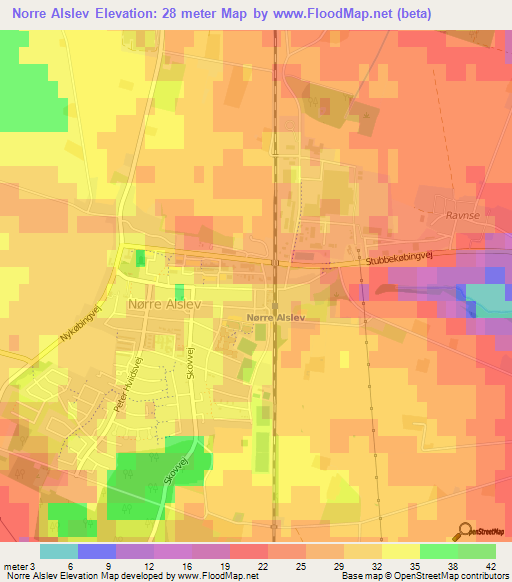 Norre Alslev,Denmark Elevation Map