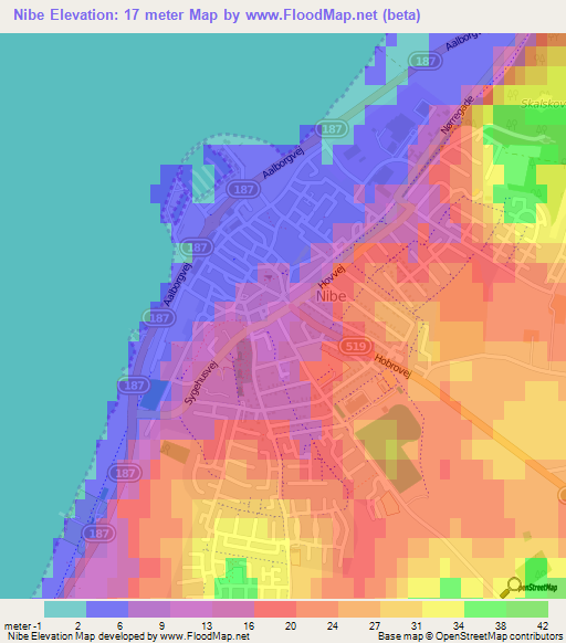 Nibe,Denmark Elevation Map