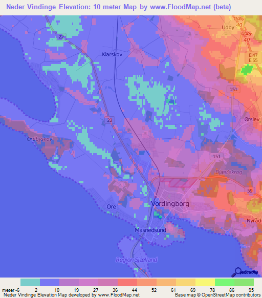 Neder Vindinge,Denmark Elevation Map