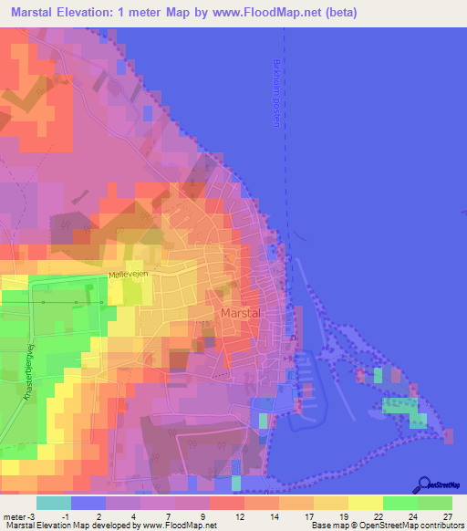 Marstal,Denmark Elevation Map