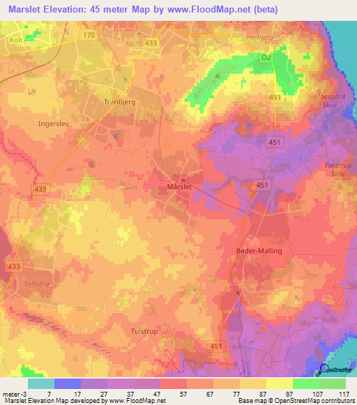 Marslet,Denmark Elevation Map