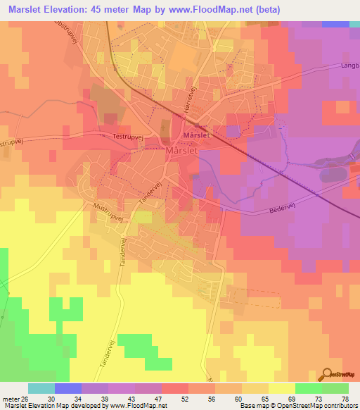 Marslet,Denmark Elevation Map