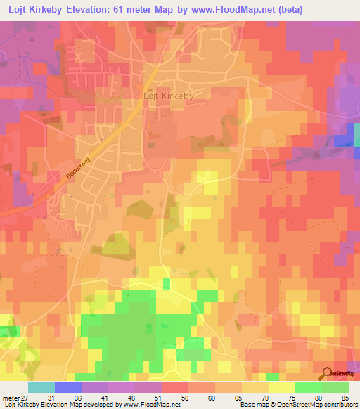 Lojt Kirkeby,Denmark Elevation Map