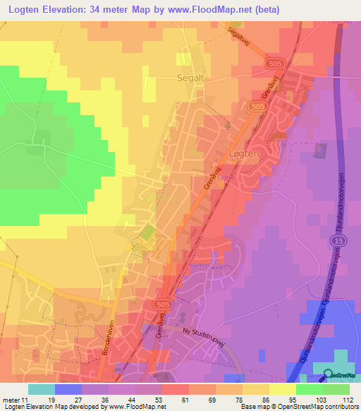 Logten,Denmark Elevation Map