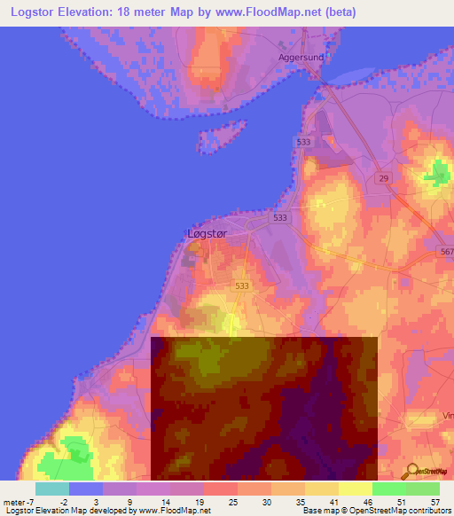 Logstor,Denmark Elevation Map