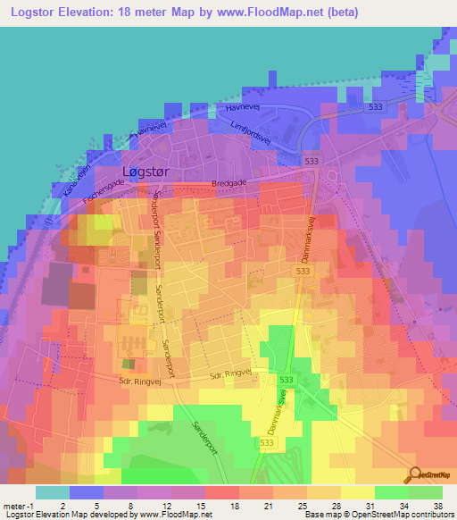 Logstor,Denmark Elevation Map