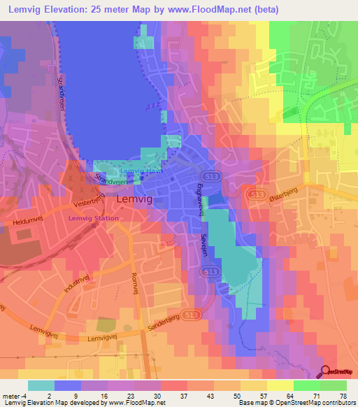 Lemvig,Denmark Elevation Map