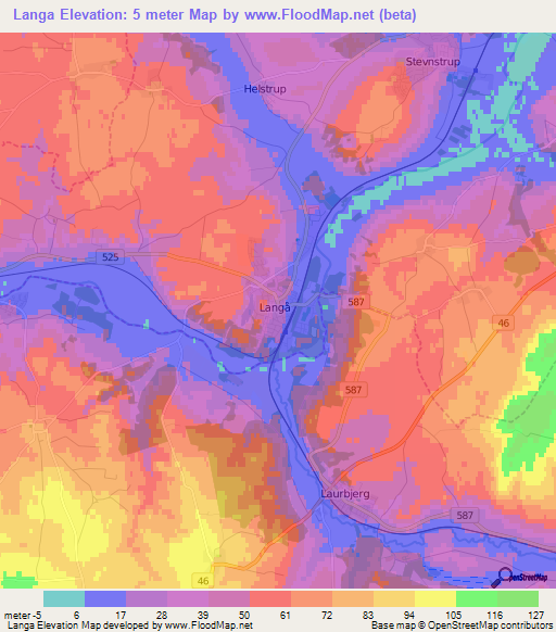 Langa,Denmark Elevation Map