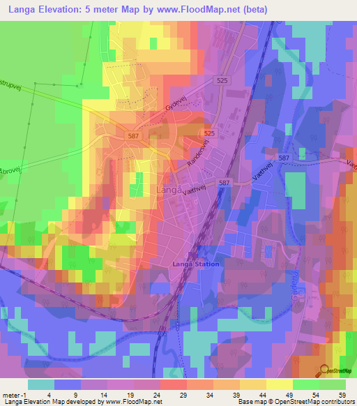 Langa,Denmark Elevation Map