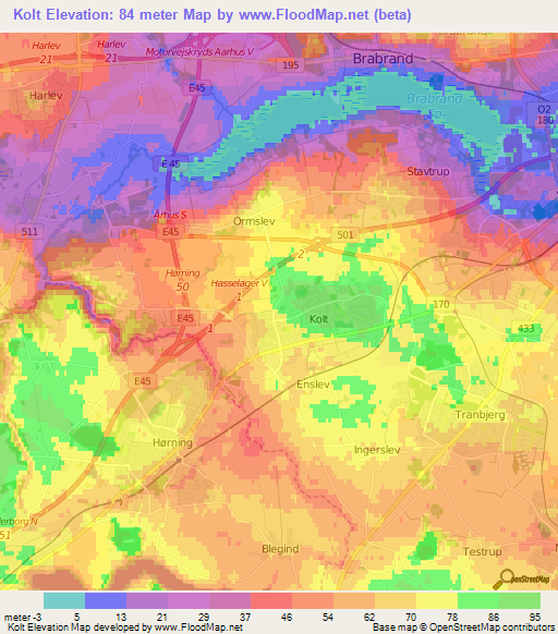 Kolt,Denmark Elevation Map